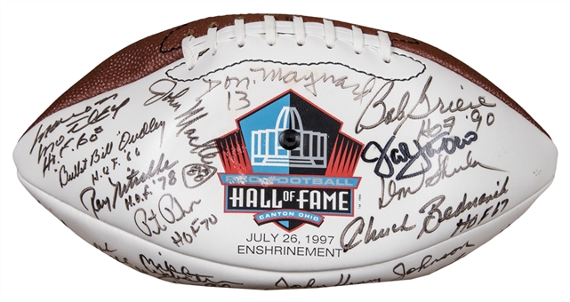 NFL Pro Football Hall of Fame Signed Football With 40 Signatures Including Shula, Sayers & Nitschke(JSA)